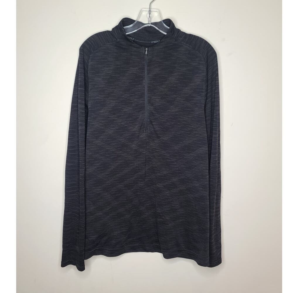 Under Armour Golf loose fit long sleeve 1/4 zip pullover - black plaid - medium